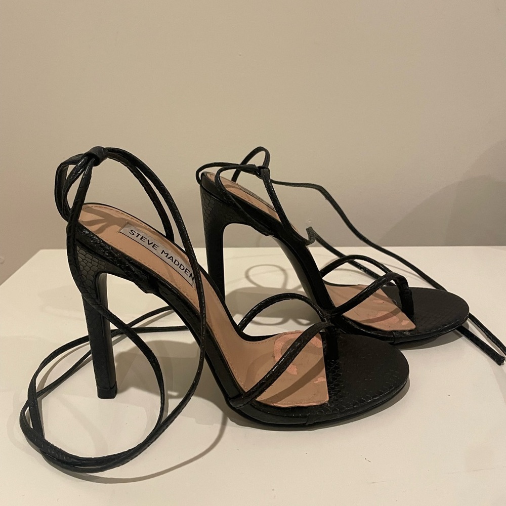 Black Steve Madden lace up heels